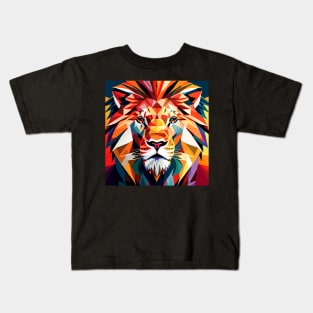 Low polygon Lion geometric pattern on abstract background Kids T-Shirt